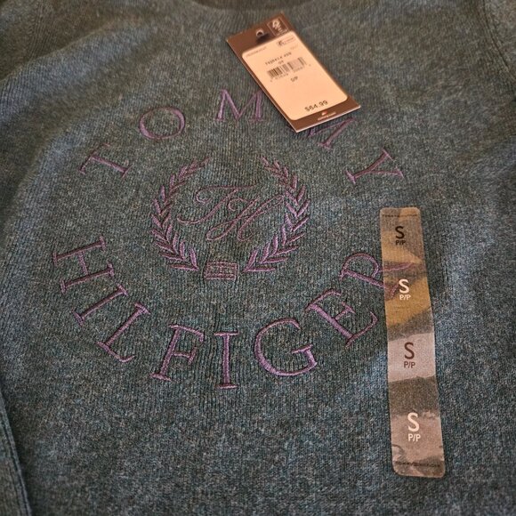 Tommy Hilfiger Teal Crewneck Sweater Sweatshirt 100% Cotton NWT Orig $65 S/P - Picture 6 of 6